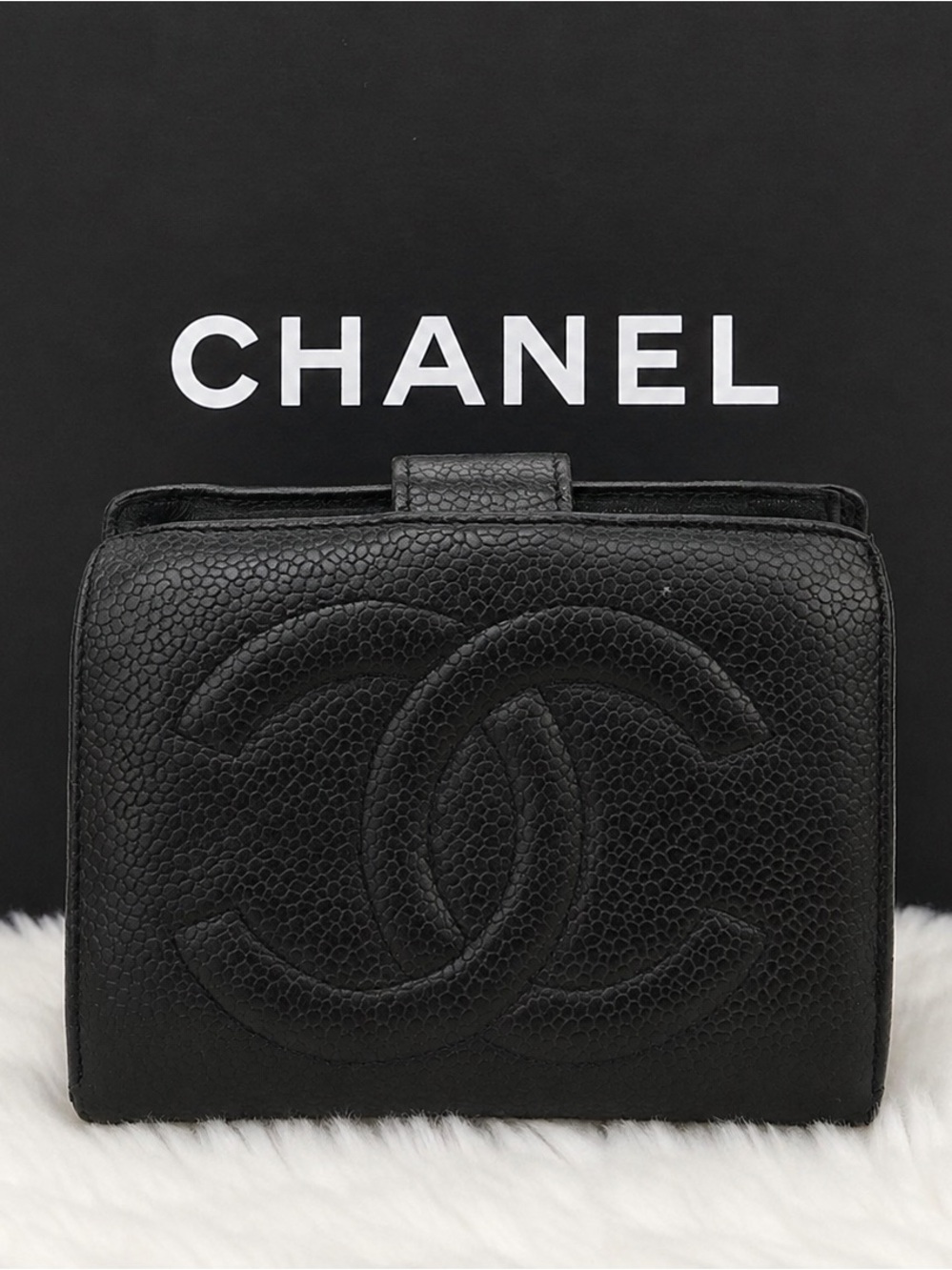 🖤🖤CHANEL CC Logo Grained Calfskin Bifold Wallet🖤🖤